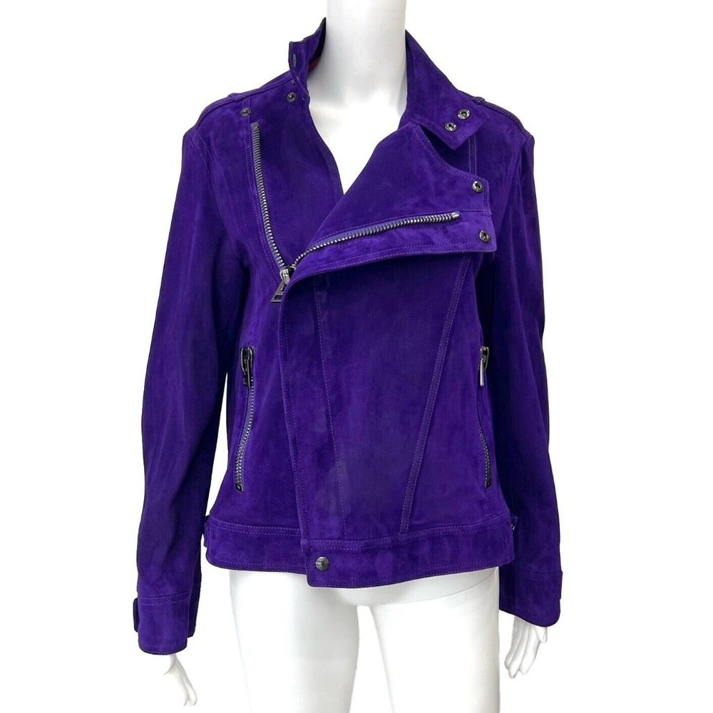 $12,690 Tom Ford Violet Purple Suede Blazer Biker Moto Jacket Size 40 US 8